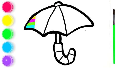 Menggambar Dan Mewarnai Payung Pelangi dan Perlengkapan hujan Untuk Anak-anak - YouTube