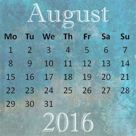 August 2016 Calendar Free Stock Photo Public Domain Pictures