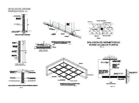 Concealed Grid Ceiling Construction And Structure Details Dwg File