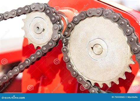 Sprocket And Chain Mechanism Closeup Stock Image Image Of Circle