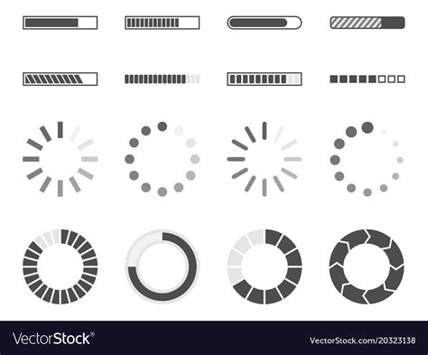 Loading Bar Icons Load Progress Indicator Vector Image