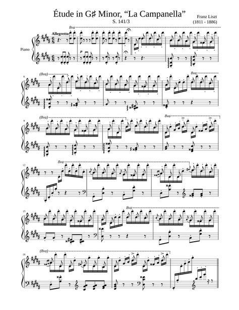 La Campanella Intro Sheet Music For Piano Solo Download And Print