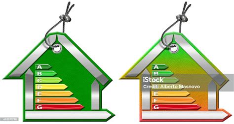Energy Efficiency Symbols In The Shape Of House Stock Illustration