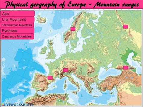 Europe Mountain Ranges And Rivers Worksheet Live Worksheets