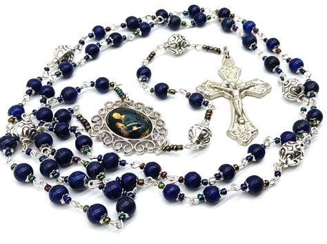 Blessed Sacrament Lapis Lazuli Rosary Beads Virgin Mary Rosaries Rel