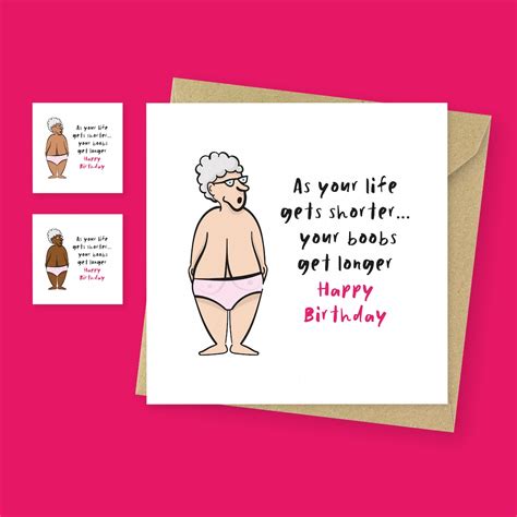 Saggy Boobs Birthday Card For Her Funny Old Age Birthday Etsy