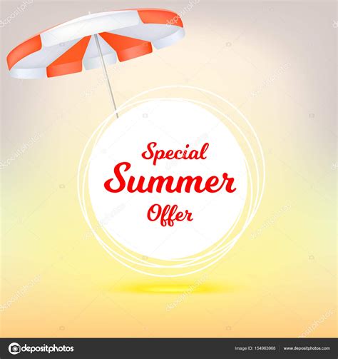 Special Summer Offer Ad Summer Banner With Sun Umbrella Hot Offers On