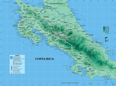 Large Detailed Road And Physical Map Of Costa Rica Costa Rica Large