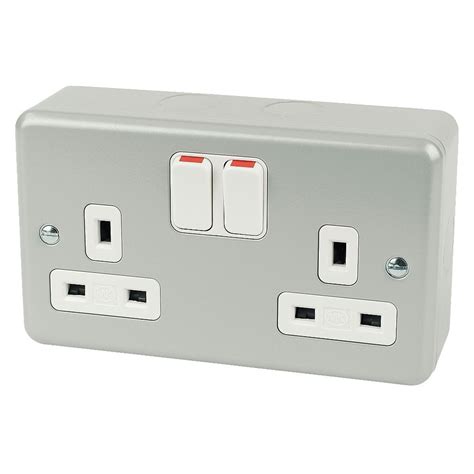 Buy Electrical Socket 13a 2 Gang Dp Switched Plug Socket Metal Clad