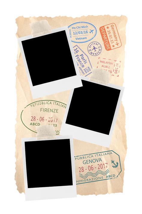 Travel Stamps Polaroid Template Transparent Png Stickpng