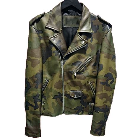 Camouflage Leather Jacket Biker Military Jacket Jackets Masters