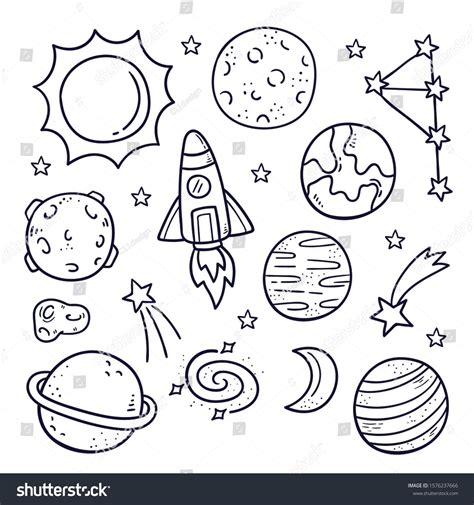 √ Planets Clip Art Black And White