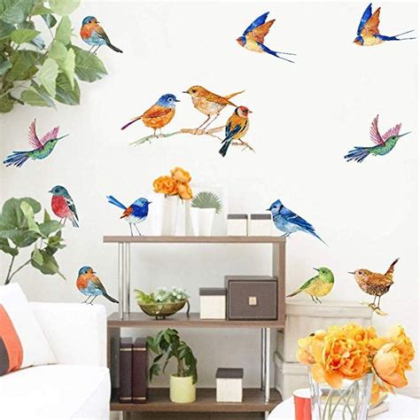 Iarttop Watercolor Birds Wall Decal Creative Flying Bird Sticker For