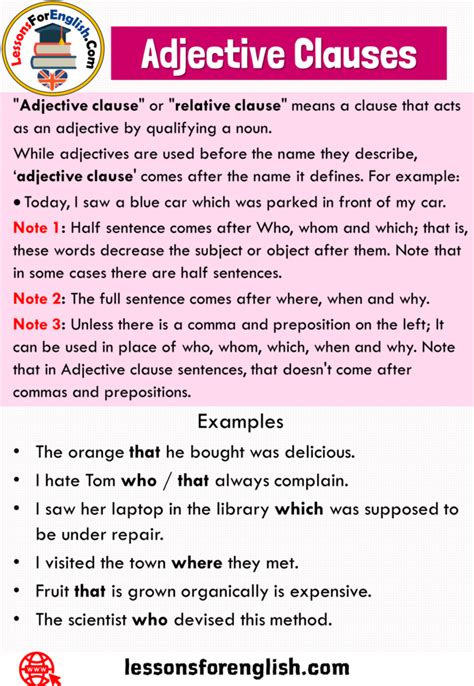 Adjective Clauses Definition And Example Sentences Lessons For English