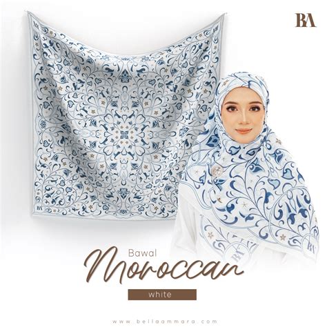 Tudung Bawal Bella Morrocan White Best Tudung Bawal