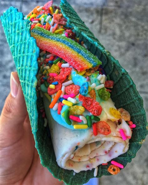 Peanut butter cup ice cream is the one of the most popular ice cream flavors around. Rainbow Ice Cream Taco Puts a Colorful Spin on Rolled Ice ...