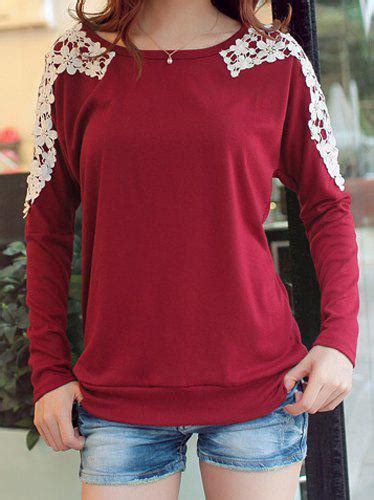 58 Off Stylish Scoop Neck Lacework Splicing Loose Fitting Long