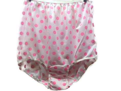 Vintage Pink Polka Dot High Waisted Nylon Panties Vintage Etsy