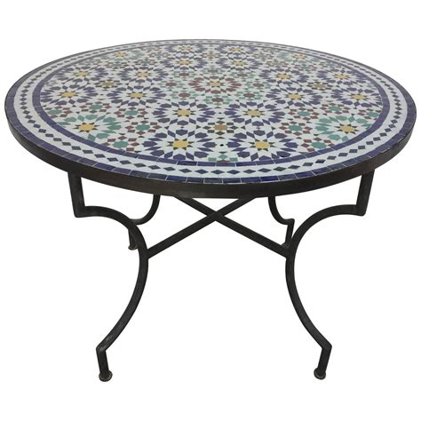 Moroccan Outdoor Mosaic Tile Table From Fez In Traditional Moorish