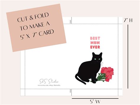 Cat Mothers Day Card Funny Mothers Day Card Printable Mothers Day