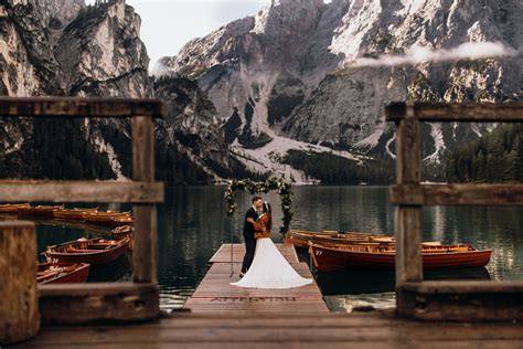 Wedding Elopement On Lago Di Braies Pragser Wildsee And Passo Giau