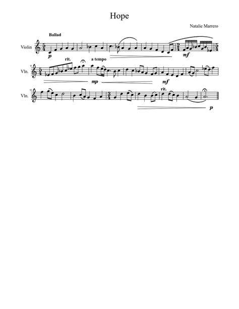 Hope Sheet Music For Violin Solo