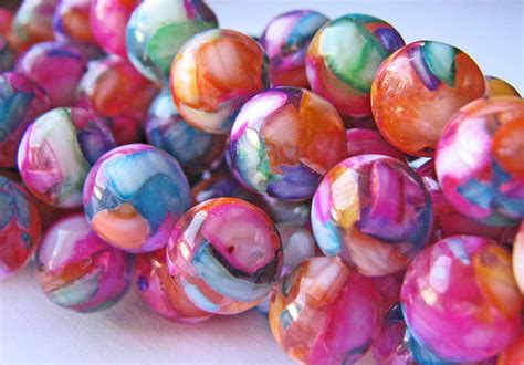 Multi Colored Round Glass Bead 8 Mm Vibrant By Iloveanabel730 8 50 Glass Beads Beautiful