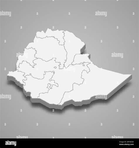 3d Map Of Ethiopia With Borders Of Regions Stock Vector Image And Art Alamy