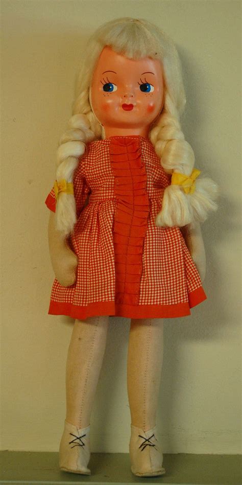 Reserved 1940s Vintage Toy Sawdust Doll Made In Poland Wwii Play Doll Retro Style Dress Movable
