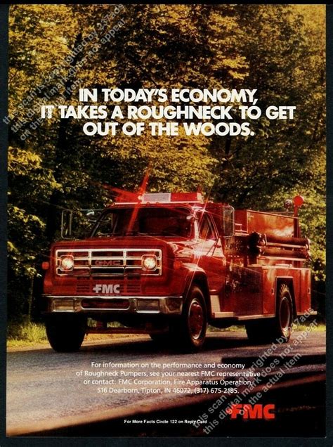 1984 Fmc Roughneck Fire Truck Pumper Photo Vintage Print Ad