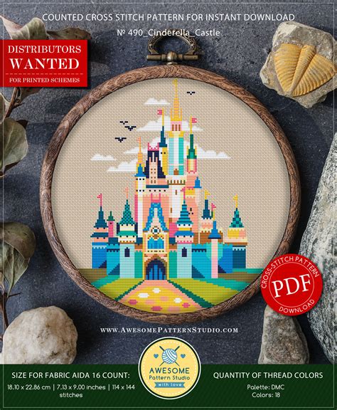I designed it for my daughter, who is a huge disney fan. Cinderella Castle P490 Embroidery Cross Stitch PDF Pattern ...