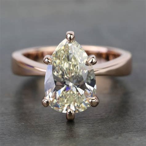 3 Carat Pear Diamond Custom Flat Taper Solitaire Engagement Ring