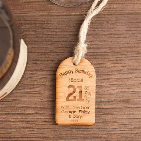 Buying 21st birthday gifts for your average guy is pretty easy, the chances are they'll love anything alcohol related such as beer brewing kits, or bullet shot glasses. 21st Birthday Personalised Wooden Tag, Unusual Gift Ideas ...