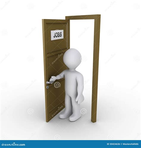 Person Opening Door To Find Job Stock Illustration Illustration Of