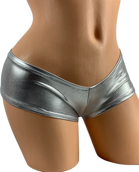 Silver Rave Booty Shorts Low Rise And Cheeky Roller Derby Etsy