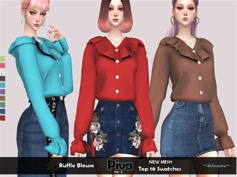 The Sims Resource Piva Ver2 Ruffle Blouse