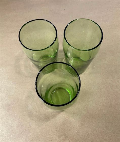 Set Of 3 Vintage Green Libbey Drinking Glasses Etsy