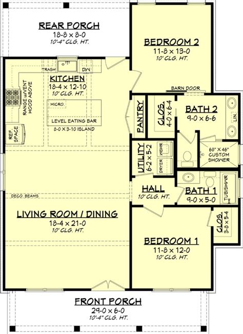Modern Farmhouse House Plan 2 Bedrooms 2 Bath 1257 Sq Ft Plan 50 414