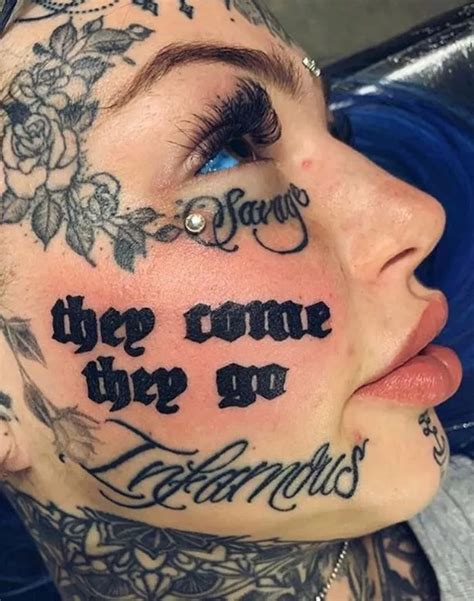 Tattooed Model Divides Opinion By Getting Giant Quote Inked On Her Face Daily Star