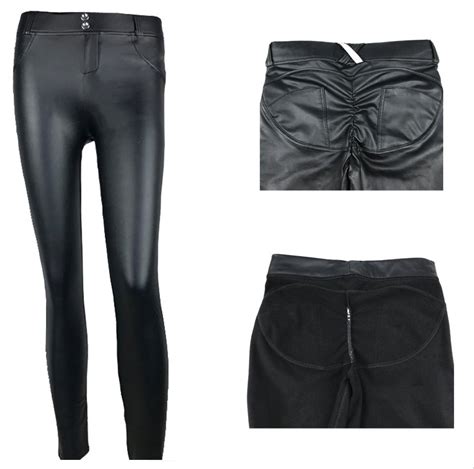 pu leather low waist leggings woman sexy hip push up pants gothic leggings jeggings leggingslagret