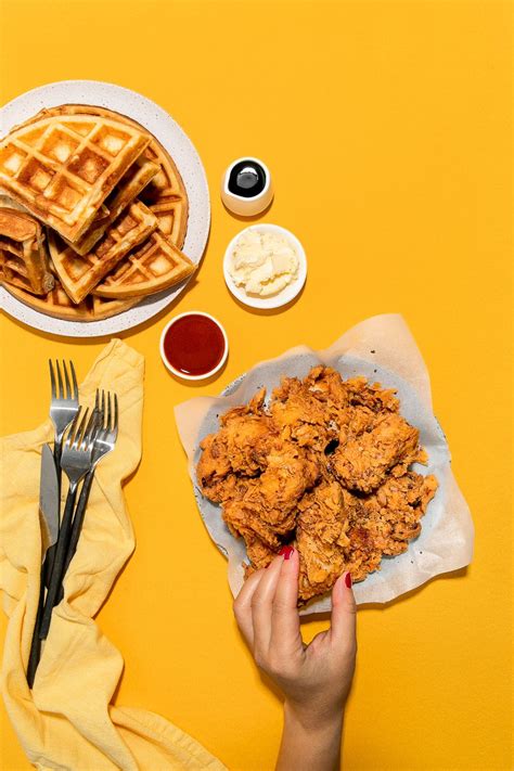 Fizzy Fried Chicken And Waffles Belgian Waffles Hot Sauce Maple Syrup Whipped Butter