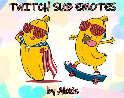 2 Twitch Sub Cartoon Emotes 2 Subscribers Banana Emoji Etsy