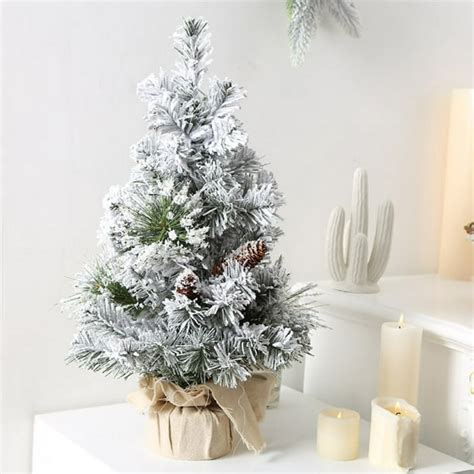 12inch Tabletop Christmas Tree Mini Snow Flocked Pine Cone Artificial