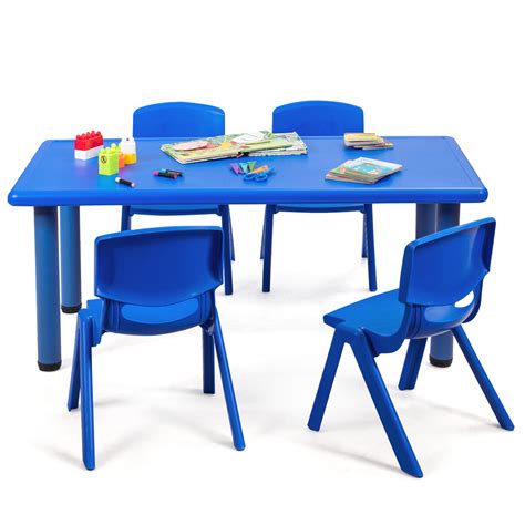Topbuy Kids Table And 4 Chairs Set Activity Desk And Chair Set Indoor