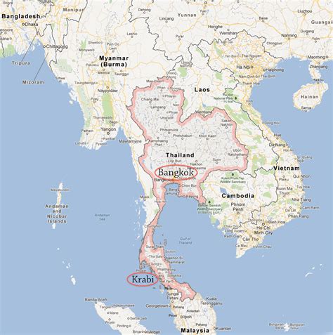 Map Of Thailand Showing Bangkok And Phuket Maps Of The World