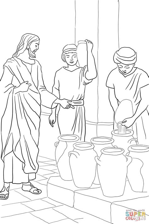Jesus Turns Water Into Wine Coloring Page Coloring Home