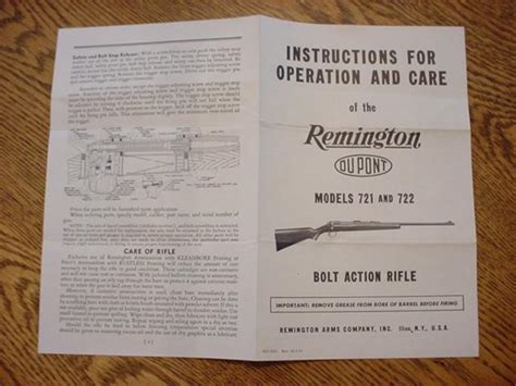 Remington 721 722 Original Instruction Manual For Sale At GunAuction
