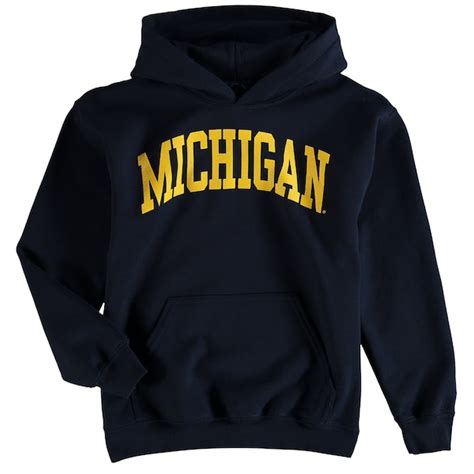 Michigan Wolverines Youth Basic Arch Pullover Hoodie Navy