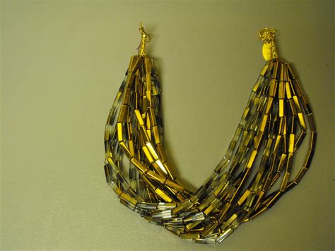 Vilaiwan Designer Goldsilver Multi Strand Bugle Bead Necklace Clive