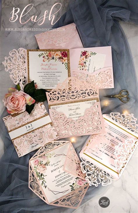 Pink And Gold Wedding Stationery With Roses